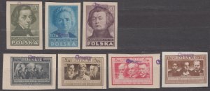 Poland 1950 Groszy overprint on Scott #405, 407-412 MH Imperforated