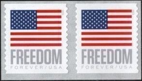 U.S.#5789 Flag & Freedom 63c FE Coil Pair, MNH. From 3K/10K Non-adjacent (BCA)