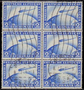 Germany #C36, Incomplete Set, Block of 6, 1928-1931, Zeppelins, Used, A Few P...