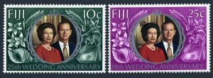 Fiji 328-329,MNH. QE II Silver Wedding,Flowers,Shells.