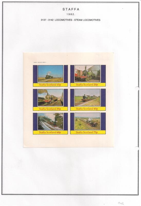 SCOTLAND - STAFFA - 1982 - Locos #9, Steam - Imperf 6v Sheet - MLH