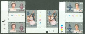 Great Britain-Isle Man # 96-98 QE II Reign GUTTER PAIRS (3) NH