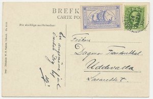 Card / Postmark Sweden ( 1908 ) TBC / Tuberculosis seal Viking ship