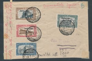 1927 TRIPOLITANIA, n . 116-119, Milizia I on Cover Registered Express for Berga