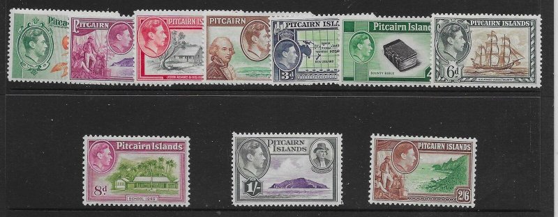 PITCAIRN ISLANDS SG1/8 1940-51 DEFINITIVE SET MTD MINT 