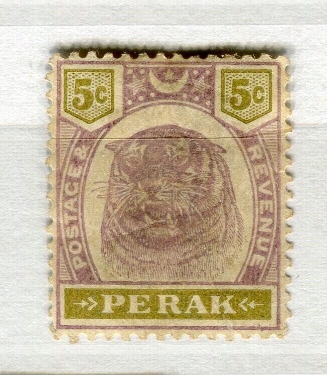 MALAYA PERAK 1890s classic Tiger issue Mint hinged 5c. value