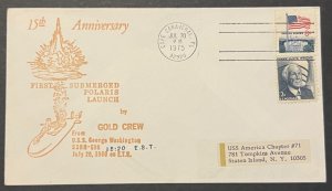 USS GEORGE WASHINGTON SSN-598 POLARIS 15TH ANNIVERSARY FIRING JUL 1975 CACHET