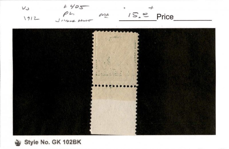 United States Postage Stamp, #405 Mint NH Plate Number, 1912 Washington (AB)