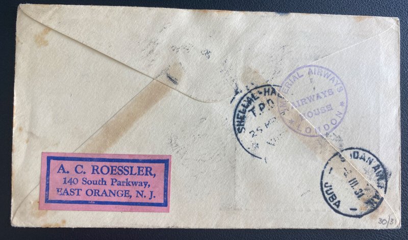 1931 London England Airmail First Flight Cover FFC To Juba Sudan