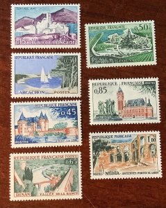 France 1961 Scott 1007-1013 (7) MNH - Landscapes, buildings, tourism publicity