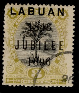 NORTH BORNEO - Labuan QV SG85d, 3c black & ochre, USED. Cat £35. PERF 13½-14