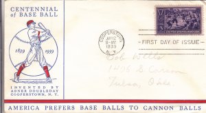 1939, Centennial of Baseball, Unknown Artist, FDC (E11117)