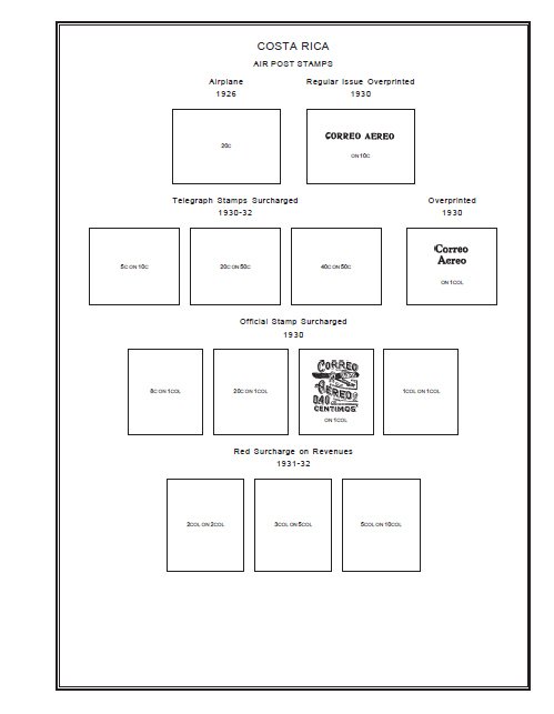 PRINTED COSTA RICA 1863-2010 STAMP ALBUM PAGES (207 pages)