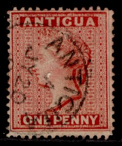 ANTIGUA QV SG26, 1d rose, FINE USED. Cat £12. CDS