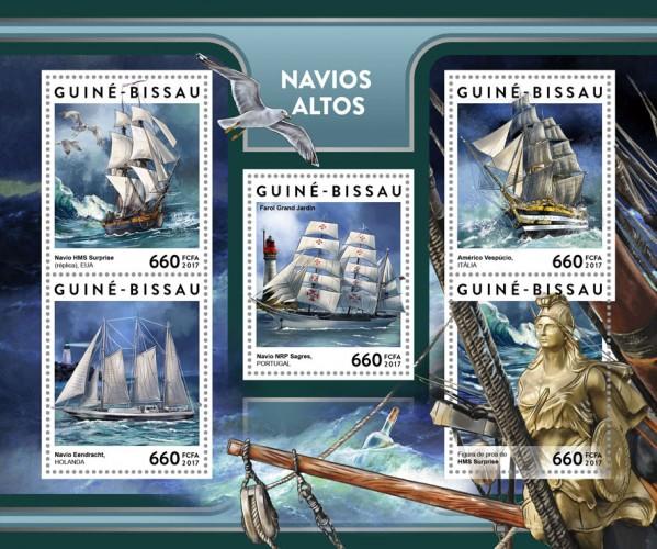 GUINEA BISSAU - 2017 - Tall Ships - Perf 5v Sheet - MNH