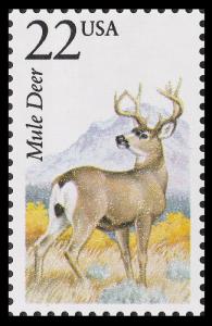 US 2294 North American Wildlife Mule Deer 22c single MNH 1987