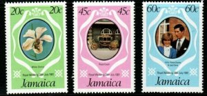 JAMAICA SG516/8 1981 ROYAL WEDDING PERF 13.5 MNH