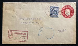 1927 Santiago Chile Stationery Registered Cover To Chicago IL USA