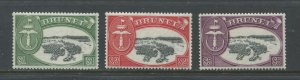 Brunei 1952 $1, $2, and $5 mint o.g. hinged