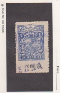 Rosario Argentina 1910 1P Dark Blue Hooker Prostitute Tax Stamp Used Sana Cancel