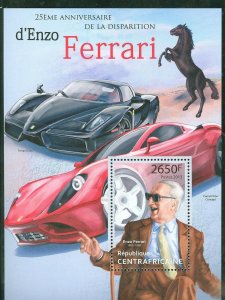 CENTRAL AFRICA 2013 25th MEMORIAL  ANNIVERSARY ENZO FERRARI  SOUVENIR SHEET