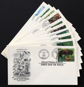 U.S. Used #3506a-3506j 34c Great Plains Set of 10 ArtCraft First Day Covers