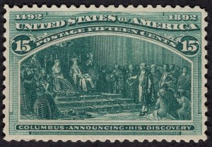 SC #238 VF/XF, OG-LH.  Slightly shorter perfs at lower left. Cat: $200. 00