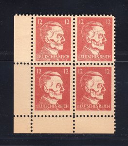 GERMANY: Mi #17 Skull Head PROPAGANDA 12pf Block of 4, NH 