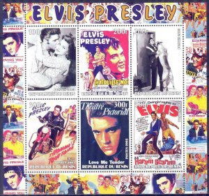 Benin 2003 Music Rock Singer Elvis Presley II Sheet MNH Private