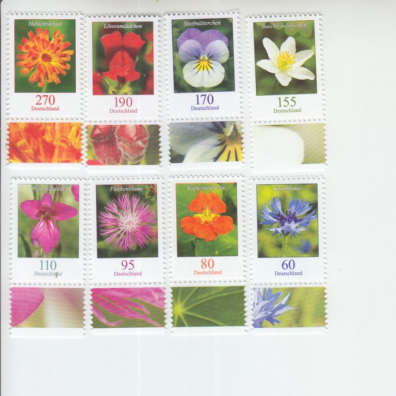 2019 Germany Flower Definitives (8) (Scott NA) MNH