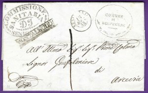 1855 Italy FLS, SENIGALLIA - ARICERA PORTUGAL, Fumigation Slits, Great Cachets!