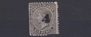 TURKS & CAICOS  1881  S G 43 4 ON 6D  MH C£110  MISSING PERFS GOOD SPACE FILLER 