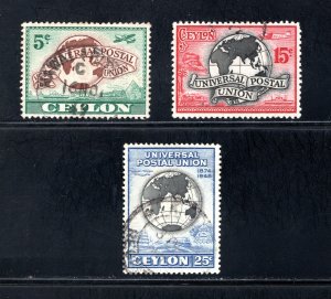 Ceylon #304-306,   F/VF, Used,  CV $4.25 ....  1290257