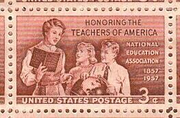 1957 sheet of postage stamps, Teachers of America, Sc# 1093