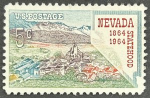 USA 1964, SC# 1248, Virgina City and Map of Nevada, Used, F