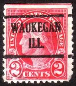 1923, US 2c, Washington, Waukegan precancel, Sc 554