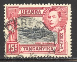 K.U.T. Scott 72 Used LH - 1943 15c Mt Kilimanjaro, Perf 13½x13 - SCV $2.00