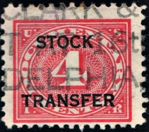 RD3 4¢ Stock Transfer Stamp (1918) Used