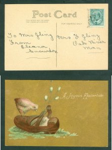 Canada. +_ 1910 Easter Card. Chicken, Shoe, Flower. Sc# 89.