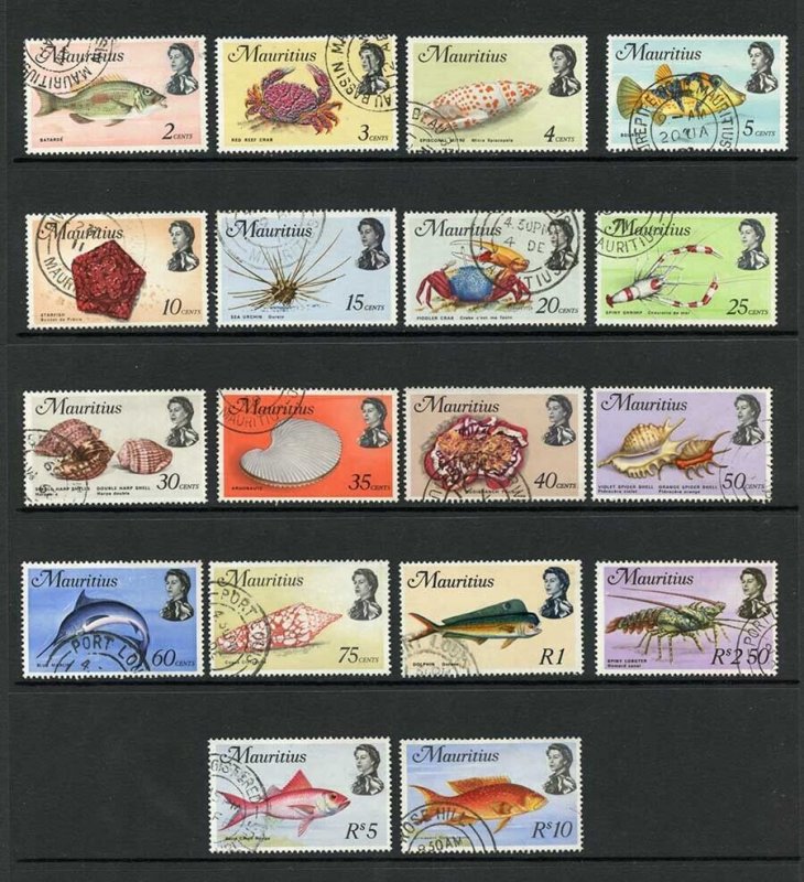 Mauritius SG382/99 1969 QEII Set of 18 Used cat 40 pounds