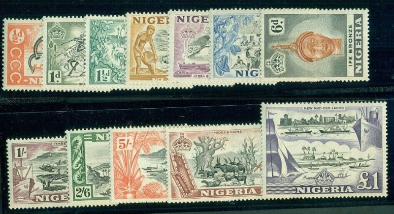 NIGERIA #80-91, Complete set, og, LH, VF, Scott $86.80