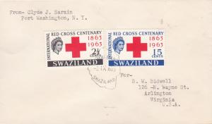 Swaziland 1963 Red Cross Centenary FDC Typed Addresst VF