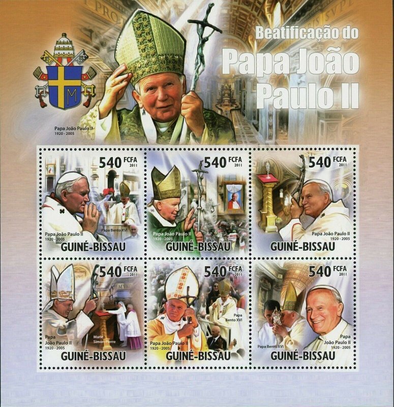 Beatification of Pope John Paul II Stamp Pope Benedict XVI S/S MNH #5361-5366