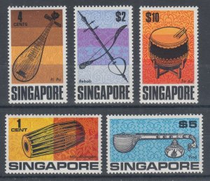 Singapore Sc 107-111 MNH. 1969 Musical Instruments, complete set, fresh, bright