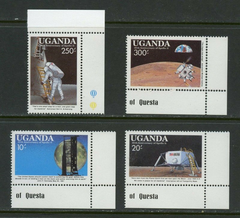 UGANDA APOLLO 11 20th ANNIVERSARY OF THE MOON LANDING SET MINT NH 