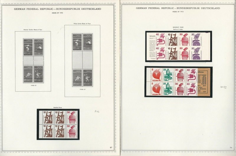 Germany Stamp Collection on 12 Minkus Specialty Pages 1968-75, JFZ 