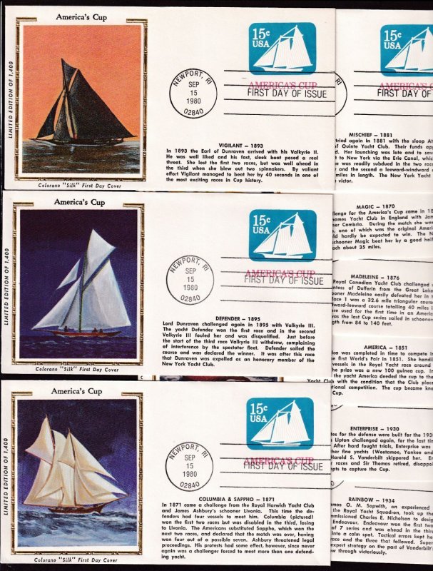 1980 Postal Stationery Sc U598 AMERICA'S CUP set of 22 Colorano limited cachets