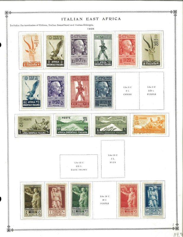 Italian East Africa MH in Mounts (1 postally used) on Scott International Pages