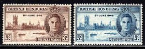 British Honduras #127-28 ~ Cplt Set 2 ~ Peace Issue ~ LHM   (1946)