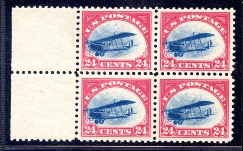 US SCOTT #C3 LEFT MARGIN BLOCK OF 4 MINT-GEM-OG-NH FAST PLANE